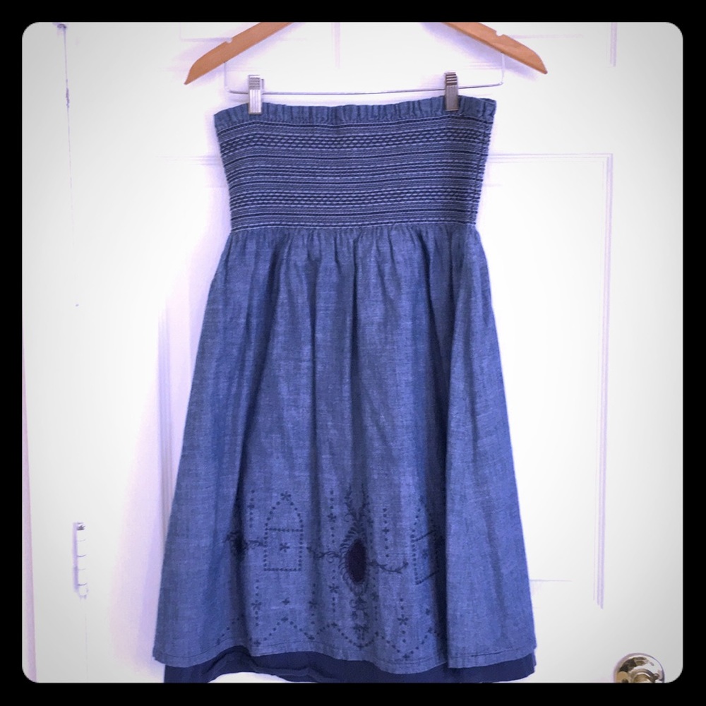 Paper denim and cloth strapless jean dress 3